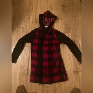 Wharehouse one new without tags checkered hooded wrap sweater coat small